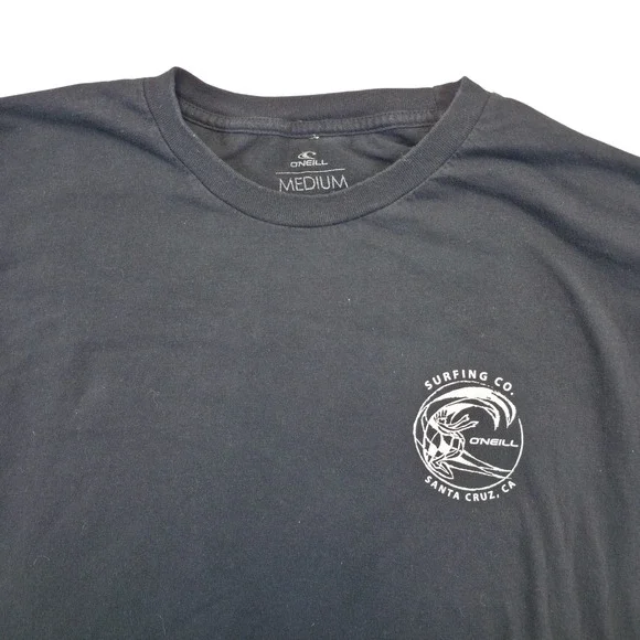 O'Neill Mens Medium Black Long Sleeve Surf Co Santa Cruz Graphic Rainbow Logo - Picture 2 of 10